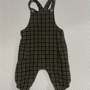 Zara Green and Black Plaid Kids Overalls